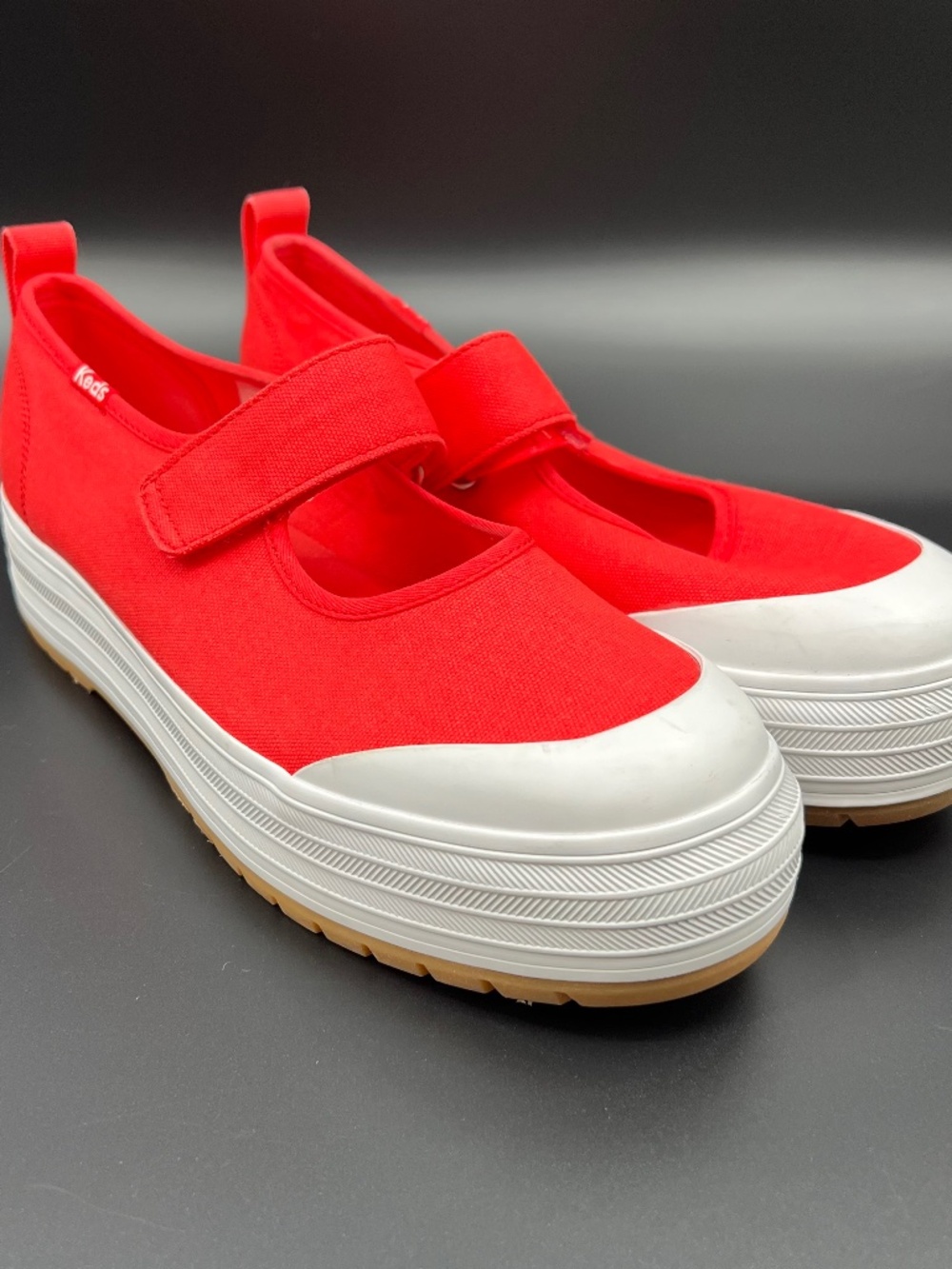 Keds Mary Jane Platform Womens Size 8.5 Red White Casual Canvas Shoes Sneakers
